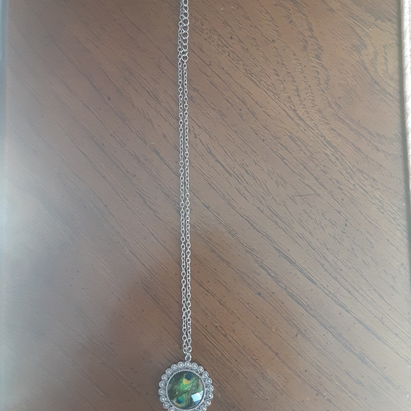 Peacock Feather Pendant Necklace - Picture 3 of 6